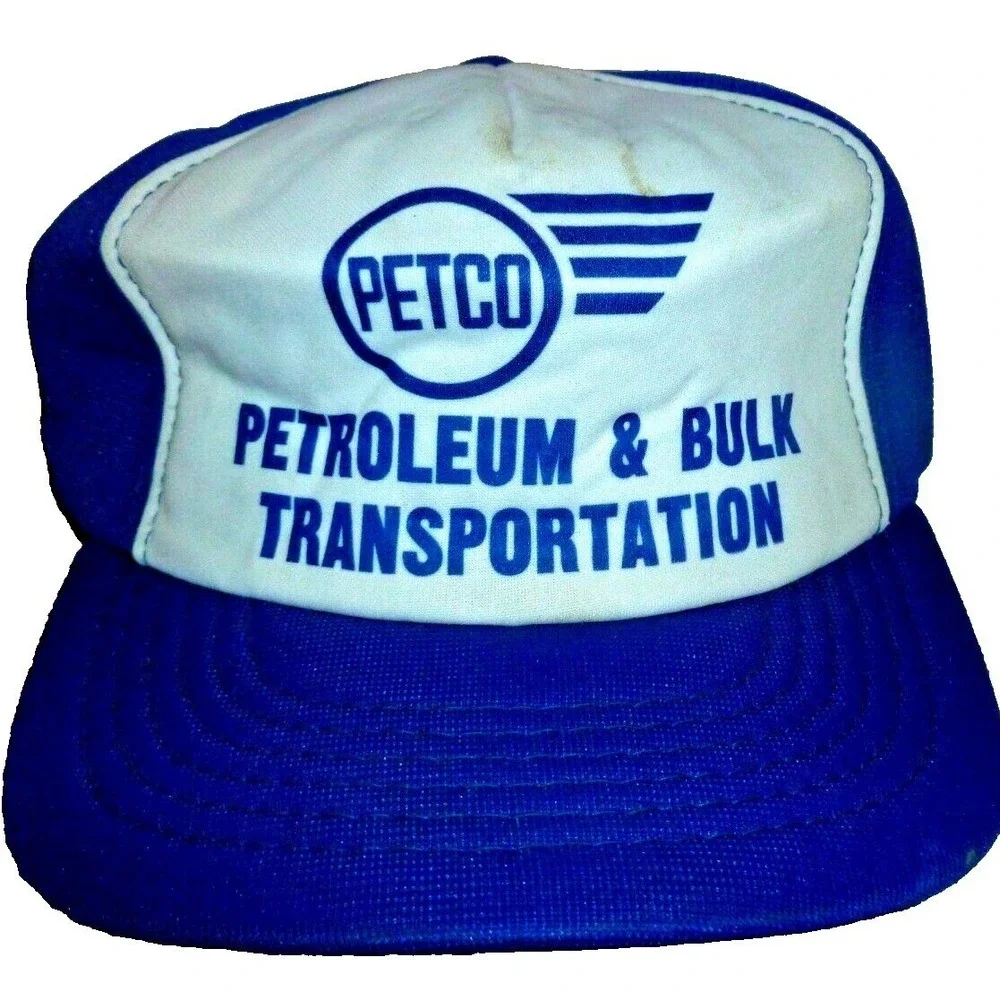 Vintage Petco Petroleum & Bulk Transportation Trucker Hat Blue White Snapback